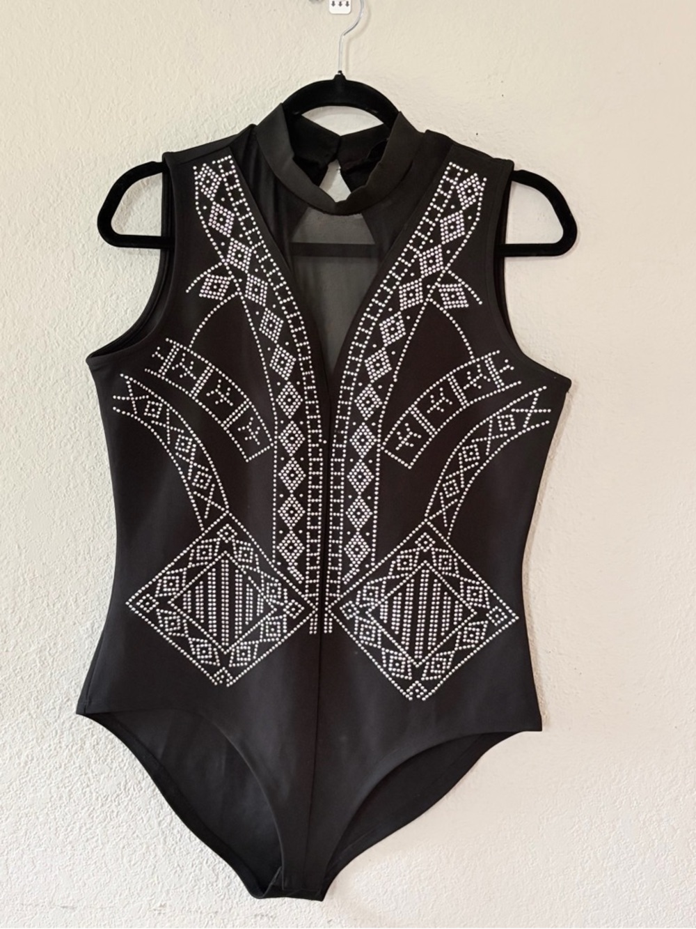 love J woman’s Black Sleeveless Embellished One-Piece Bodysuit XL sexy night out